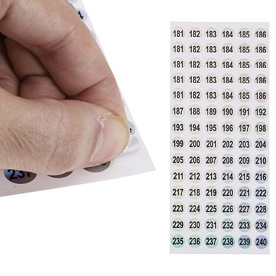 Consecutive Numbers Gift Stickers Colorful(181-240) 20 Pcs