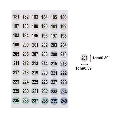 Consecutive Numbers Gift Stickers Colorful(181-240) 20 Pcs