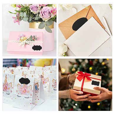Removable Erasable Model D Gift Stickers 3.43"x1.97" Black 10 Pcs