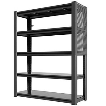 VIYET 78"H Metal Garage Shelving with Pegboard - 5 tier 2000LBS Heavy Duty Adjustable Storage Rack