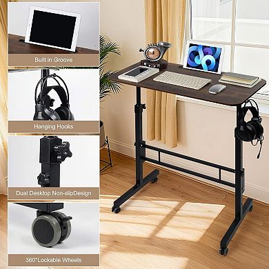 YIORTWO Adjustable Standing Desk with Wheels, Mobile Office Desk for Treadmill