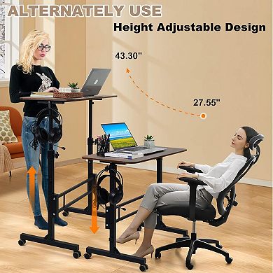 YIORTWO Adjustable Standing Desk with Wheels, Mobile Office Desk for Treadmill
