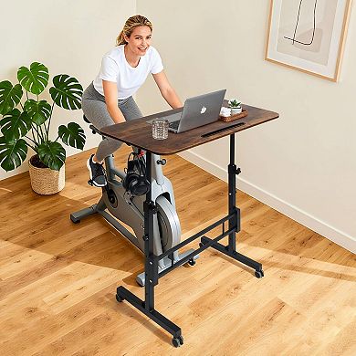 YIORTWO Adjustable Standing Desk with Wheels, Mobile Office Desk for Treadmill