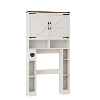 Over The Toilet Storage Cabinet, Farmhouse Storage Cabinet Over Toilet with 2 Barn Doors