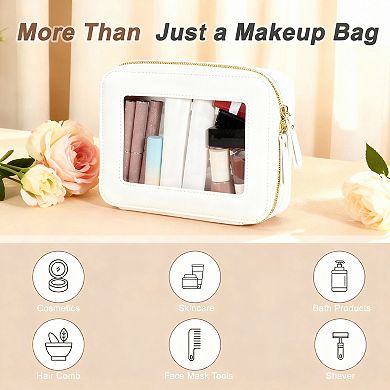 8.27"*6.11"*2.29" Clear Toiletry Bag Waterproof Portable Travel Organizer with Zipper 1Pc