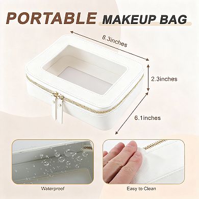 8.27"*6.11"*2.29" Clear Toiletry Bag Waterproof Portable Travel Organizer with Zipper 1Pc