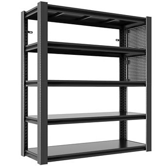 VIYET 72"H Metal Garage Shelving with Pegboard - 24" Deep 5 tier 2000LBS Heavy Duty Storage Rack