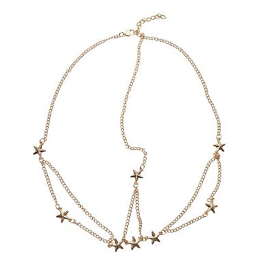Headpiece Five-pointed Star Head Chain Gold Tone 1 Pc