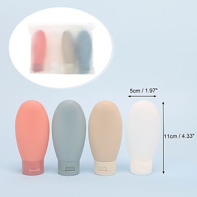 1.97"x4.33" PP Travel Container Set 2.12oz 4 Pcs