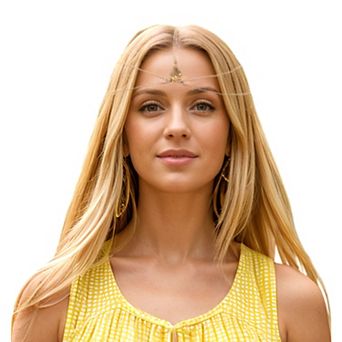 Headpiece Double-layer Tassel Chain Head Chain Gold Tone 1 pc