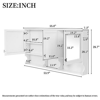 ELEMENT ACE Wall Mounted Mirror Cabinet with Adjustable Shelves and Hidden Storage