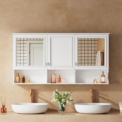 ELEMENT ACE Wall Mounted Mirror Cabinet with Adjustable Shelves and Hidden Storage