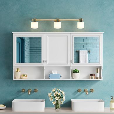 ELEMENT ACE Wall Mounted Mirror Cabinet with Adjustable Shelves and Hidden Storage