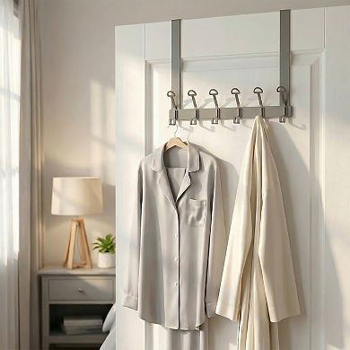 1 Pack Coat Rack Wall Mount, Coat Hook Hat Rack Wall Hooks for Hanging with 6 Hooks 15.4x11