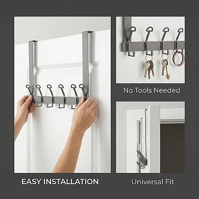 1 Pack Coat Rack Wall Mount, Coat Hook Hat Rack Wall Hooks for Hanging with 6 Hooks 15.4x11