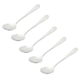Stainless Steel Round Porridge Rice Soup Spoon Tableware 6.7" Long 5 pc
