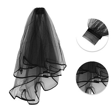 Wedding Veil 1 Pc 23.62"-31.5" Edge Black