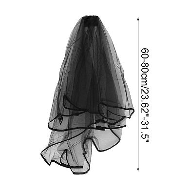 Wedding Veil 1 Pc 23.62"-31.5" Edge Black
