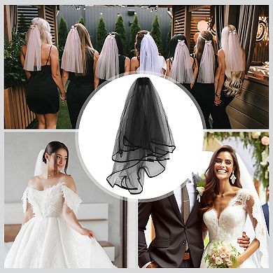 Wedding Veil 1 Pc 23.62"-31.5" Edge Black