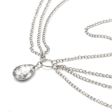 22.85" Headpiece Vintage Faux Diamond Head Chain 1 Pc Silver