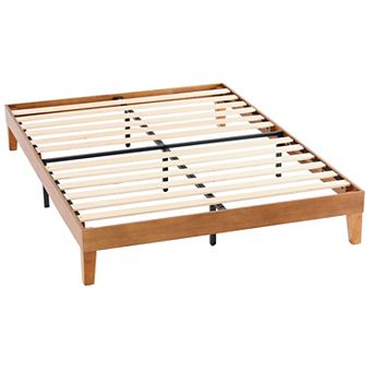 YIORTWO Solid Wood Platform Bed Frame with Slats, Noise-Free Mattress Foundation