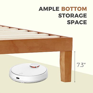 YIORTWO Solid Wood Platform Bed Frame with Slats, Noise-Free Mattress Foundation