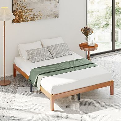 YIORTWO Solid Wood Platform Bed Frame with Slats, Noise-Free Mattress Foundation