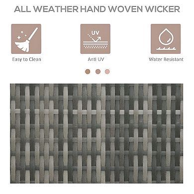 Outdoor Wicker Towel Valet Stand with 2 Shelves and Bottom Drawer