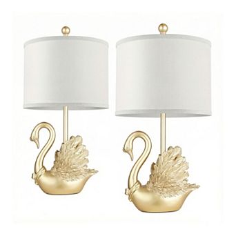 ELEMENT ACE Modern Swan-Shaped Table Lamp Set with LED Lighting