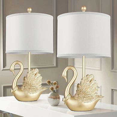 ELEMENT ACE Modern Swan-Shaped Table Lamp Set with LED Lighting