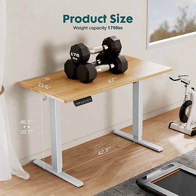 YIORTWO Electric Standing Desk with Splice Board, Adjustable Height Desk with Hooks
