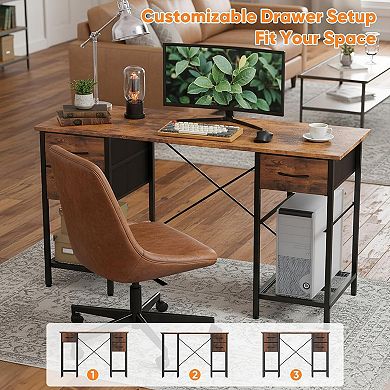 YIORTWO Computer Desk with 4 Drawers & Mesh Shelves, Home Office Desk