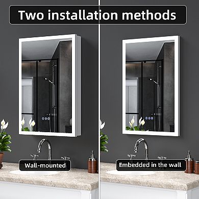 ELEMENT ACE LED Illuminated Anti-Fog Bathroom Mirror Cabinet with Adjustable Storage