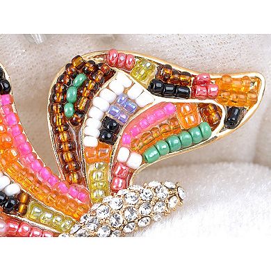 AB Crystal Rhinestone Elements Multi-Coloured Beaded Accent Butterfly Pin Brooch