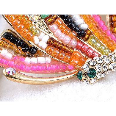 AB Crystal Rhinestone Elements Multi-Coloured Beaded Accent Butterfly Pin Brooch
