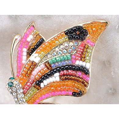 AB Crystal Rhinestone Elements Multi-Coloured Beaded Accent Butterfly Pin Brooch