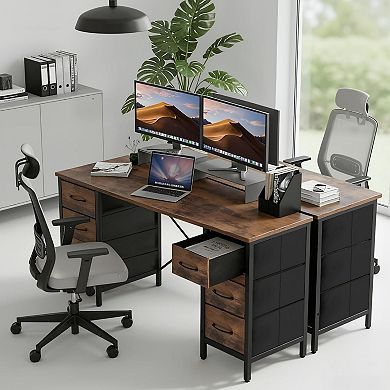 YIORTWO 47 Inch Computer Desk with 8 Drawers, Writing Desk with Storage Shelves