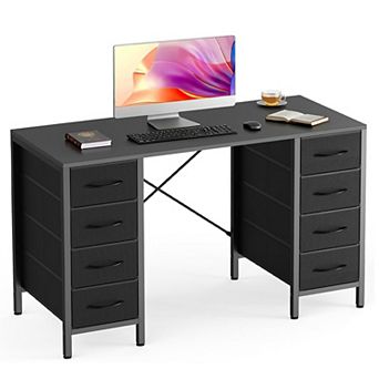 YIORTWO 47 Inch Computer Desk with 8 Drawers, Writing Desk with Storage Shelves