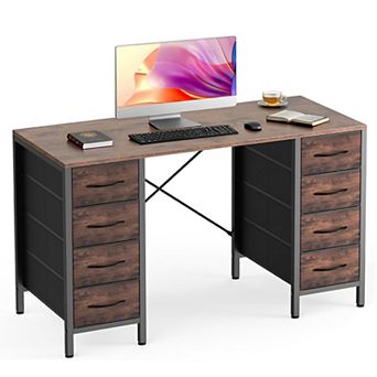 YIORTWO 47 Inch Computer Desk with 8 Drawers, Writing Desk with Storage Shelves