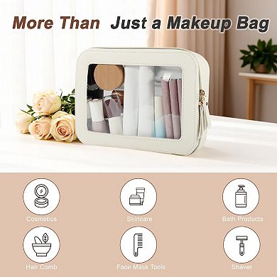 8.27"*6.23"*2.09" Clear Toiletry Bag Waterproof Portable Travel Organizer with Zipper 1Pc