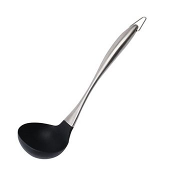 Silicone Soup Ladle Spoon Stainless Steel Handle Design Restaurant Kitchen Cookware Utensil 1 pc