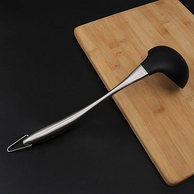 Silicone Soup Ladle Spoon Stainless Steel Handle Design Restaurant Kitchen Cookware Utensil 1PC