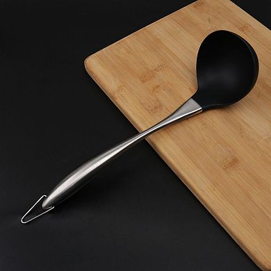 Silicone Soup Ladle Spoon Stainless Steel Handle Design Restaurant Kitchen Cookware Utensil 1PC