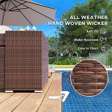 Rattan Storage Cabinet with Drawer and Two Doors for Patio or Poolside