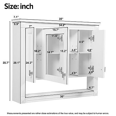 ELEMENT ACE Wall Mounted Mirror Medicine Cabinet with Adjustable Shelves Storage