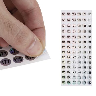 Consecutive Numbers Gift Stickers Colorful(121-180) 20 Pcs