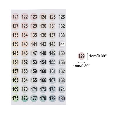 Consecutive Numbers Gift Stickers Colorful(121-180) 20 Pcs