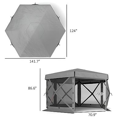 Outdoor Screen Gazebo Tent with Mesh Netting for Backyard, Camping, and Picnics