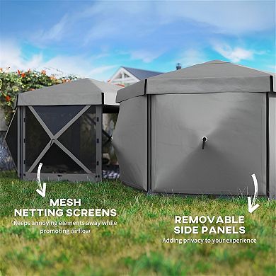 Outdoor Screen Gazebo Tent with Mesh Netting for Backyard, Camping, and Picnics