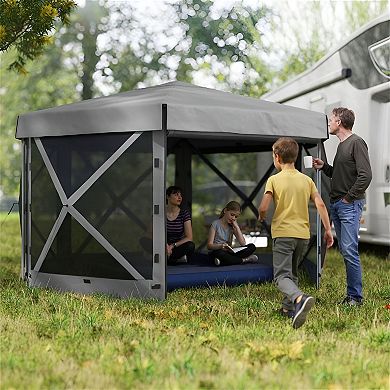 Outdoor Screen Gazebo Tent with Mesh Netting for Backyard, Camping, and Picnics
